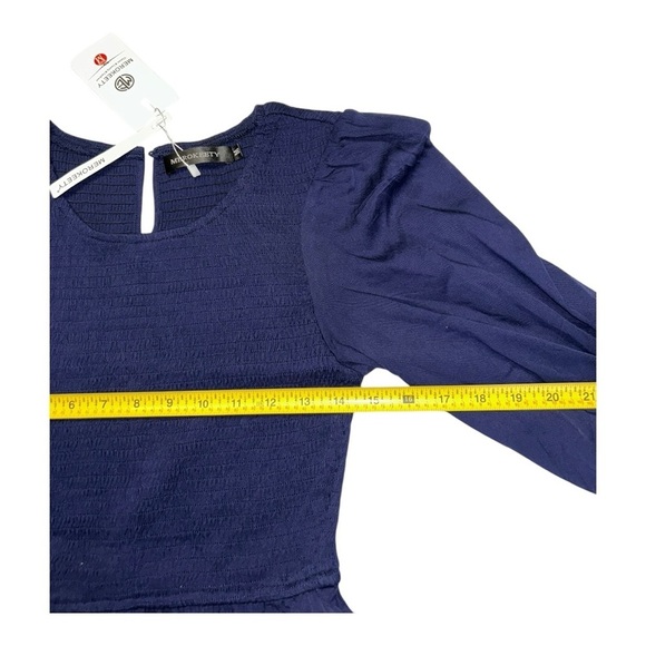 MEROKEETY LONG SLEEVE SMOCKED TIERED MINI DRESS SIZE M New - Picture 7 of 9